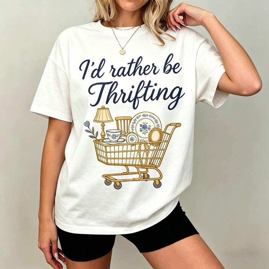 Thrift Vintage Fashion Usa - T-shirt graphique 100% coton « I'd