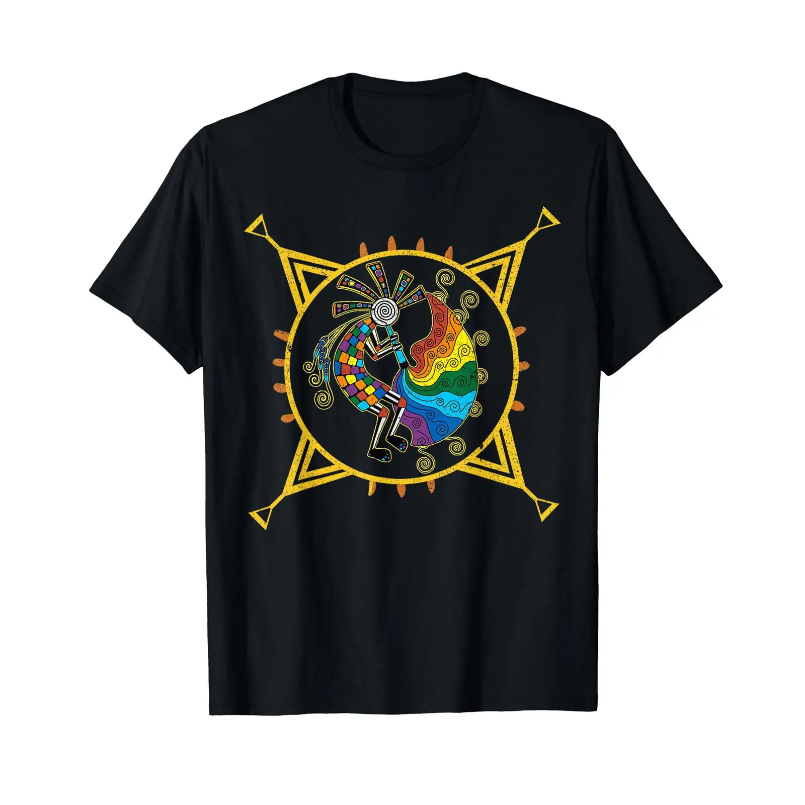 Vintage Fashion Drawings - T-shirt Kokopelli American Petroglyph Drawing Flute