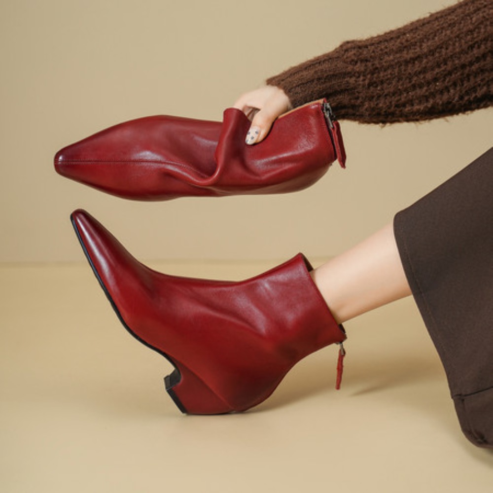 Bottines pour femmes en cuir v - Vintage Style Women Fashion avis et prix